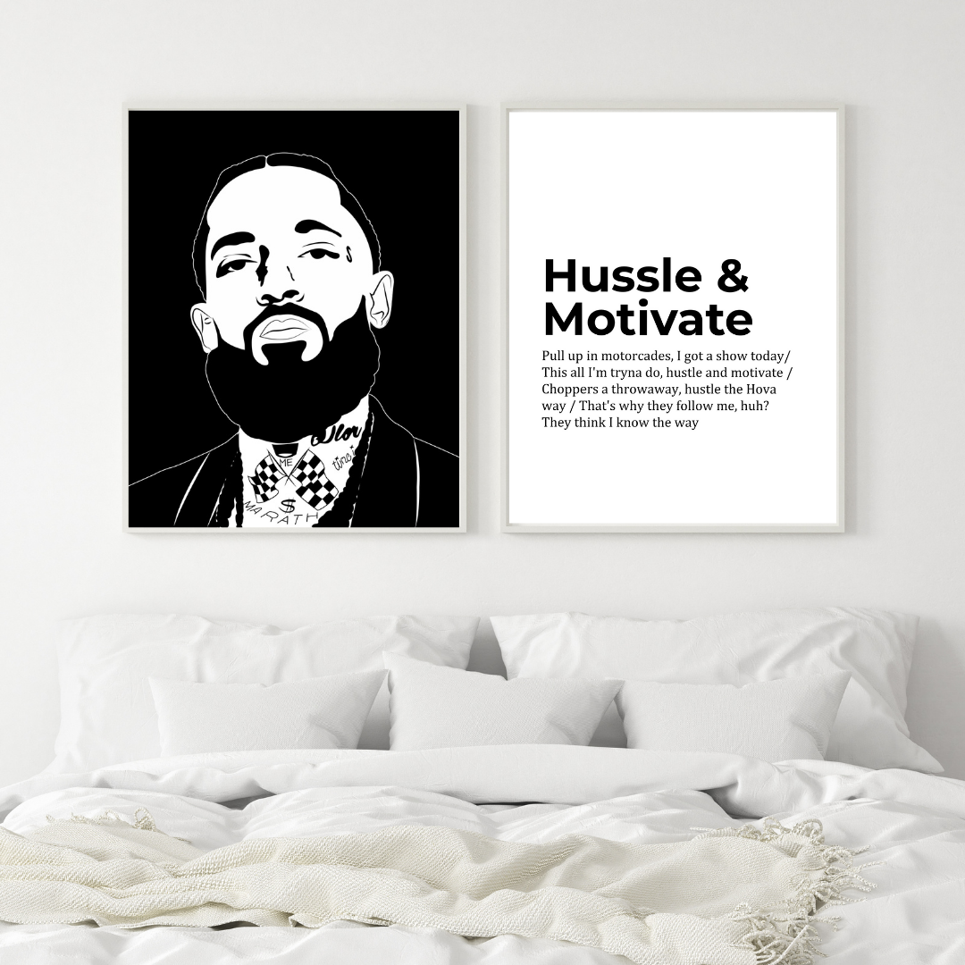 Black White Nipsey Hussle Poster Nipsey Hussle Print Digital 